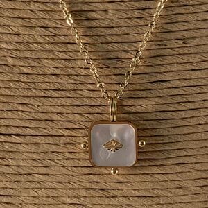 Trades By Haim Shahar Gold plated Chain & Ball Necklace with Mother of Pearl 20"